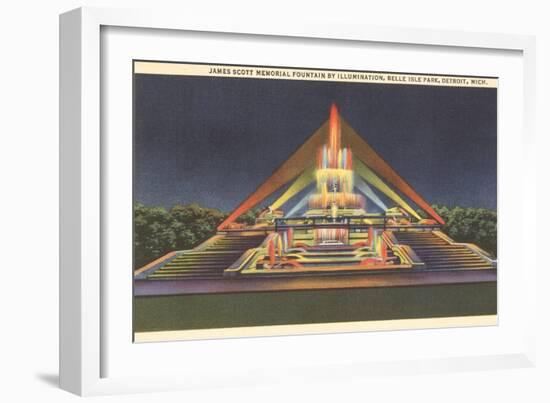 Illuminated Fountain, Belle Isle, Detroit, Michigan-null-Framed Art Print