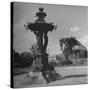 Illuminated Fountain, Designed by Henri Auguste Bartholdi, in the Botanical Gardens-null-Stretched Canvas