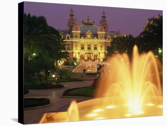 Illuminated Fountains in Front of the Casino at Monte Carlo, Monaco, Europe-null-Stretched Canvas