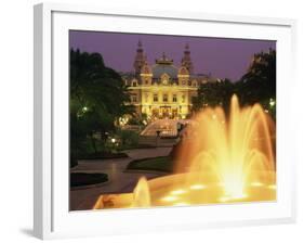 Illuminated Fountains in Front of the Casino at Monte Carlo, Monaco, Europe-null-Framed Photographic Print