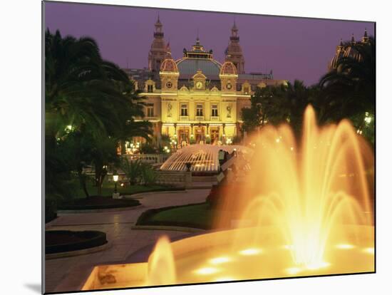 Illuminated Fountains in Front of the Casino at Monte Carlo, Monaco, Europe-null-Mounted Photographic Print