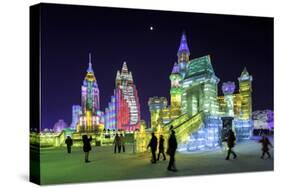 Illuminated Ice Sculpture at the Harbin Ice and Snow Festival in Harbin, Heilongjiang Province, Chi-Gavin Hellier-Stretched Canvas