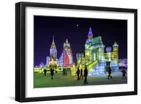 Illuminated Ice Sculpture at the Harbin Ice and Snow Festival in Harbin, Heilongjiang Province, Chi-Gavin Hellier-Framed Photographic Print