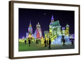 Illuminated Ice Sculpture at the Harbin Ice and Snow Festival in Harbin, Heilongjiang Province, Chi-Gavin Hellier-Framed Photographic Print