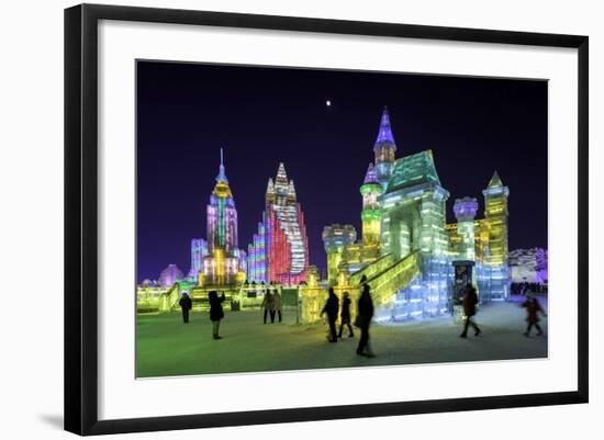 Illuminated Ice Sculpture at the Harbin Ice and Snow Festival in Harbin, Heilongjiang Province, Chi-Gavin Hellier-Framed Photographic Print