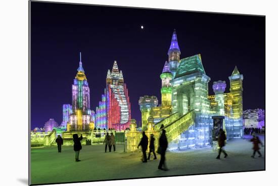 Illuminated Ice Sculpture at the Harbin Ice and Snow Festival in Harbin, Heilongjiang Province, Chi-Gavin Hellier-Mounted Photographic Print