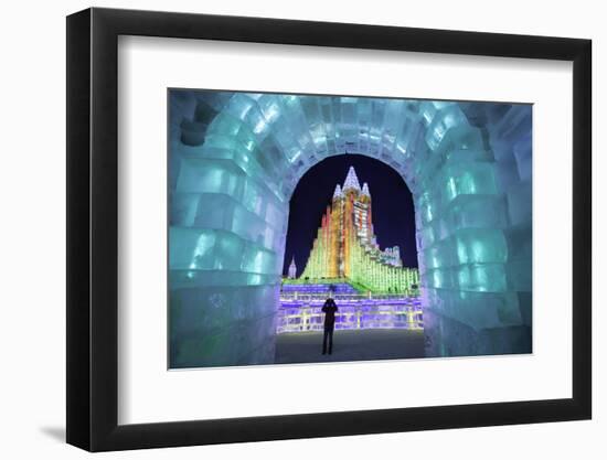 Illuminated Ice Sculpture at the Harbin Ice and Snow Festival in Harbin, Heilongjiang Province, Chi-Gavin Hellier-Framed Premium Photographic Print