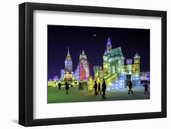 Illuminated Ice Sculpture at the Harbin Ice and Snow Festival in Harbin, Heilongjiang Province, Chi-Gavin Hellier-Framed Photographic Print