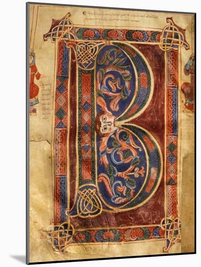 Illuminated Initial Capital Letter from a Gospels from San Benedetto Po-null-Mounted Giclee Print