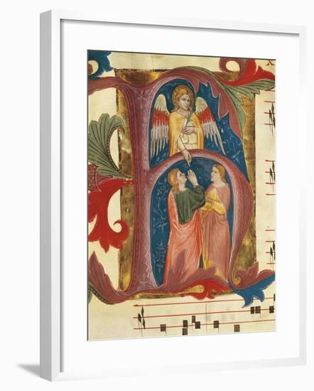 Illuminated Initial Capital Letter H Depicting a Scene from the Old Testament by Turone-null-Framed Giclee Print