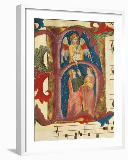 Illuminated Initial Capital Letter H Depicting a Scene from the Old Testament by Turone-null-Framed Giclee Print