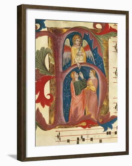 Illuminated Initial Capital Letter H Depicting a Scene from the Old Testament by Turone-null-Framed Giclee Print