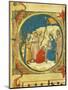 Illuminated Initial Capital Letter O Portraying the Adoration of the Magi-null-Mounted Giclee Print