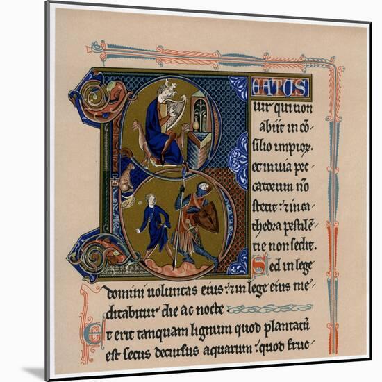Illuminated Initial Letter 'B, 13th Century-null-Mounted Giclee Print
