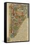 Illuminated Letter "P" Showing King Solomon Writing His "Proverbs", from a German Bible-null-Framed Stretched Canvas