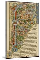 Illuminated Letter "P" Showing King Solomon Writing His "Proverbs", from a German Bible-null-Mounted Photographic Print