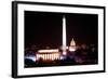 Illuminated Lincoln Memorial, Washington Monument, and US Capitol, Jan 18, 1989-null-Framed Photo