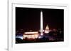 Illuminated Lincoln Memorial, Washington Monument, and US Capitol, Jan 18, 1989-null-Framed Photo