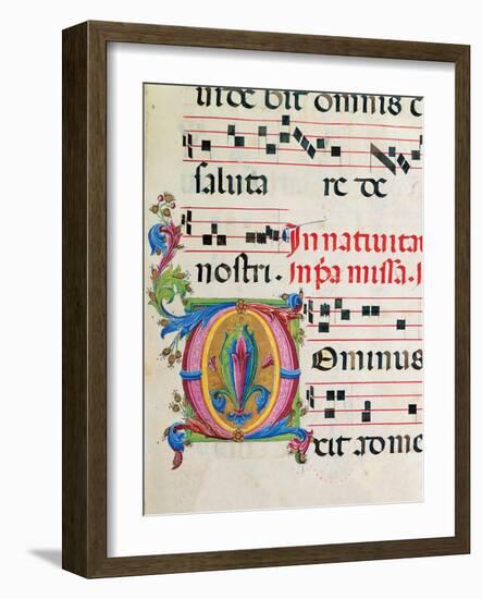 Illuminated manuscript by Benvenuto di Giovanni, 15th c. Osservanza Basilica, Siena, Italy-Benvenuto di Giovanni-Framed Art Print