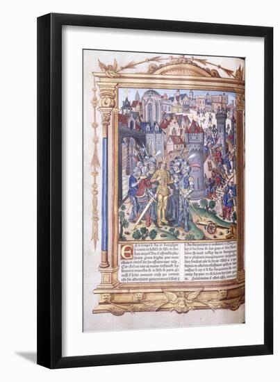 Illuminated Manuscript Depicting a King and His Army before a City, 1503-04-Jacques De Besancon-Framed Giclee Print