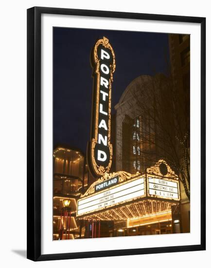 Illuminated Marquee of the Arlene Schnitzer Auditorium, Portland, Oregon, USA-William Sutton-Framed Premium Photographic Print