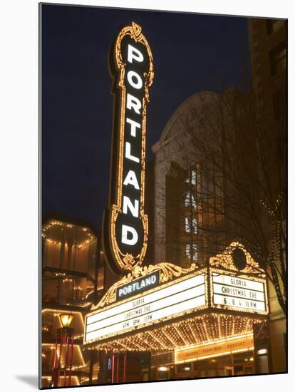 Illuminated Marquee of the Arlene Schnitzer Auditorium, Portland, Oregon, USA-William Sutton-Mounted Premium Photographic Print