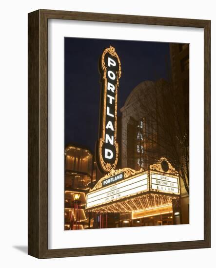 Illuminated Marquee of the Arlene Schnitzer Auditorium, Portland, Oregon, USA-William Sutton-Framed Photographic Print