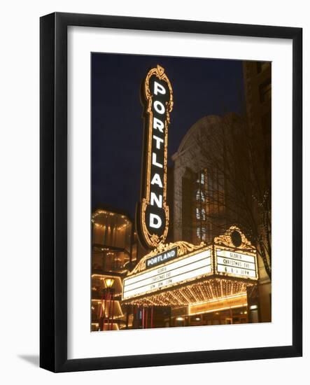 Illuminated Marquee of the Arlene Schnitzer Auditorium, Portland, Oregon, USA-William Sutton-Framed Photographic Print