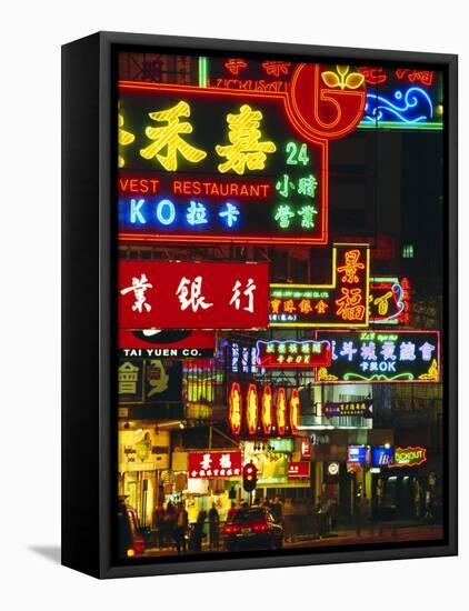 Illuminated Neon Street Signs, Nathan Road in Tsimshatsui, Hong Kong-Gavin Hellier-Framed Stretched Canvas