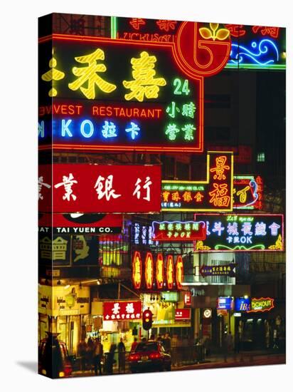 Illuminated Neon Street Signs, Nathan Road in Tsimshatsui, Hong Kong-Gavin Hellier-Stretched Canvas