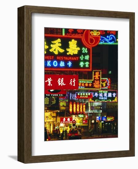 Illuminated Neon Street Signs, Nathan Road in Tsimshatsui, Hong Kong-Gavin Hellier-Framed Photographic Print