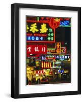 Illuminated Neon Street Signs, Nathan Road in Tsimshatsui, Hong Kong-Gavin Hellier-Framed Photographic Print