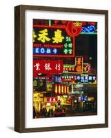 Illuminated Neon Street Signs, Nathan Road in Tsimshatsui, Hong Kong-Gavin Hellier-Framed Photographic Print