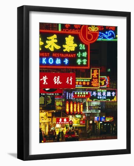 Illuminated Neon Street Signs, Nathan Road in Tsimshatsui, Hong Kong-Gavin Hellier-Framed Photographic Print