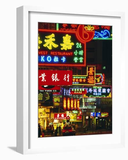 Illuminated Neon Street Signs, Nathan Road in Tsimshatsui, Hong Kong-Gavin Hellier-Framed Photographic Print