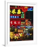 Illuminated Neon Street Signs, Nathan Road in Tsimshatsui, Hong Kong-Gavin Hellier-Framed Photographic Print