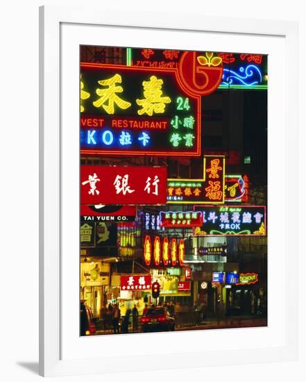 Illuminated Neon Street Signs, Nathan Road in Tsimshatsui, Hong Kong-Gavin Hellier-Framed Photographic Print