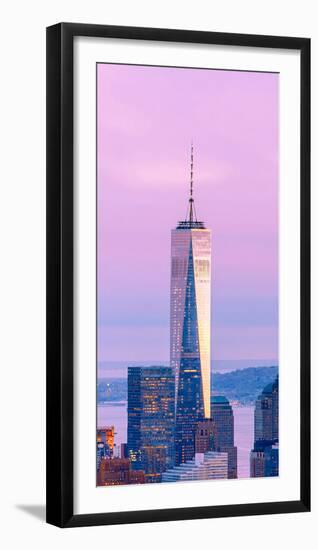 Illuminated One World Trade Center Amidst Buildings Against Sky in City at Dusk, Manhattan-null-Framed Premium Photographic Print