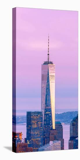 Illuminated One World Trade Center Amidst Buildings Against Sky in City at Dusk, Manhattan-null-Stretched Canvas