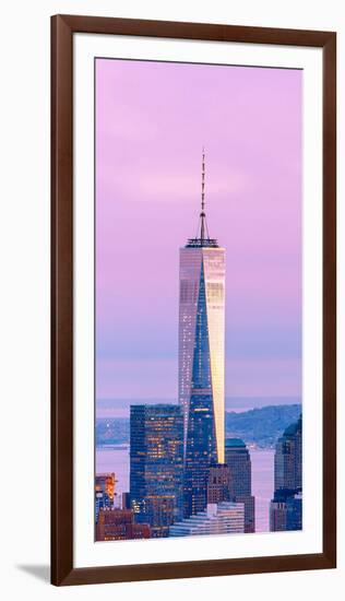 Illuminated One World Trade Center Amidst Buildings Against Sky in City at Dusk, Manhattan-null-Framed Photographic Print