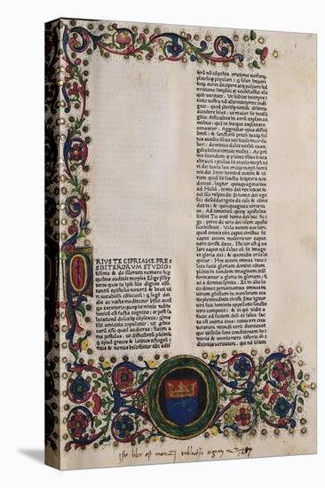 Illuminated Page from a Manuscript Preserved in St Scholastica Library in Subiaco, Lazio, Italy-null-Stretched Canvas