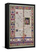 Illuminated Page from the Book of Psalms, from the Borso D'Este Bible. Vol 1 (Vellum)-Italian-Framed Stretched Canvas