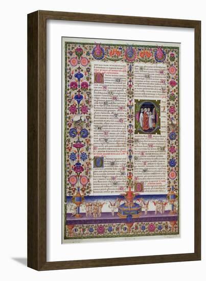 Illuminated Page from the Book of Psalms, from the Borso D'Este Bible. Vol 1 (Vellum)-Italian-Framed Giclee Print