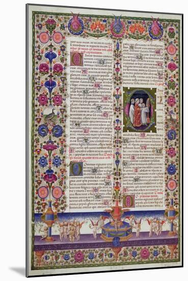 Illuminated Page from the Book of Psalms, from the Borso D'Este Bible. Vol 1 (Vellum)-Italian-Mounted Giclee Print