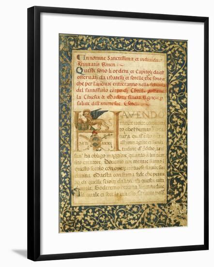 Illuminated Page from the Statutes of the Venice Arsenal, Manuscript, Italy 17th Century-null-Framed Giclee Print