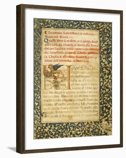 Illuminated Page from the Statutes of the Venice Arsenal, Manuscript, Italy 17th Century-null-Framed Giclee Print