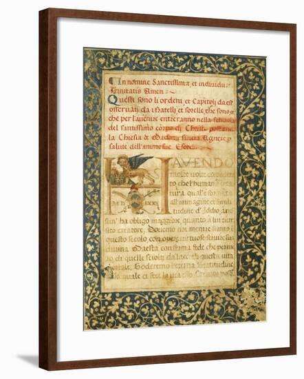 Illuminated Page from the Statutes of the Venice Arsenal, Manuscript, Italy 17th Century-null-Framed Giclee Print