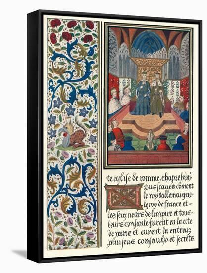 Illuminated Page, with Bordering, C1480-Jean Froissart-Framed Stretched Canvas