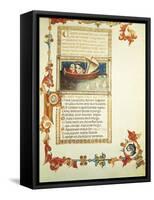 Illuminated Page with Opening Words of Purgatory from Divine Comedy-Dante Alighieri-Framed Stretched Canvas