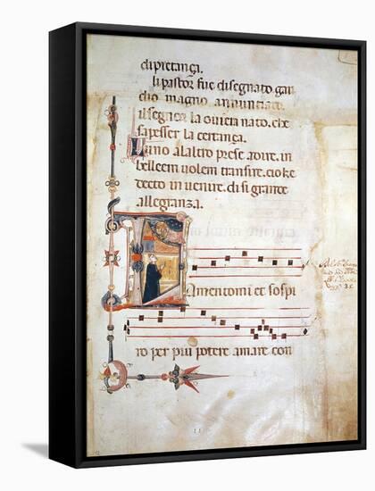 Illuminated Pages from Lauda by Jacopone of Todi, Manuscript, 8th Century-null-Framed Stretched Canvas